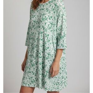 ASOS Green and White All-over Floral Print Pleated Dress, Women’s size 10